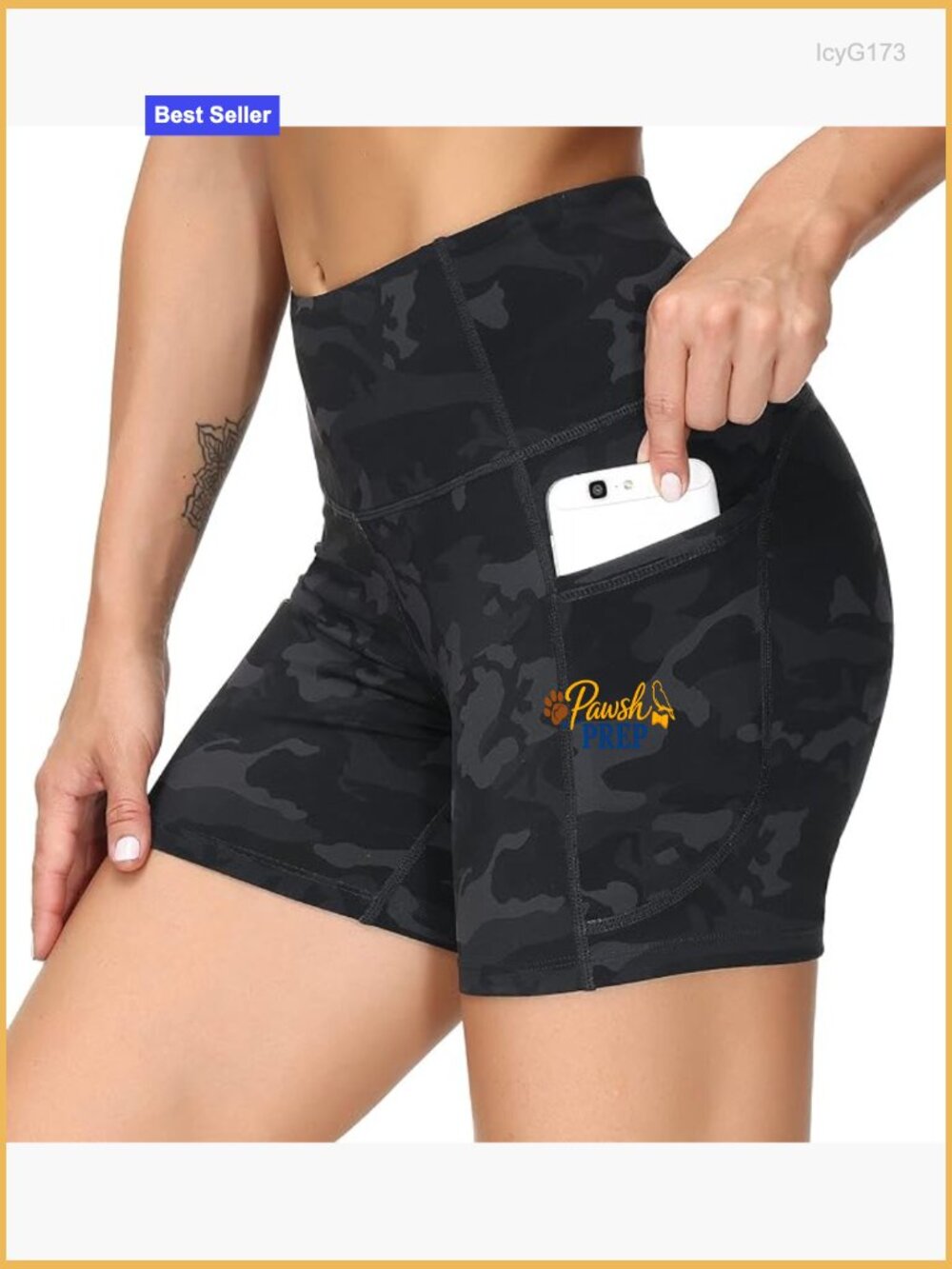 High Waist Yoga Shorts with Pockets Tummy Control Athletic Running Shorts